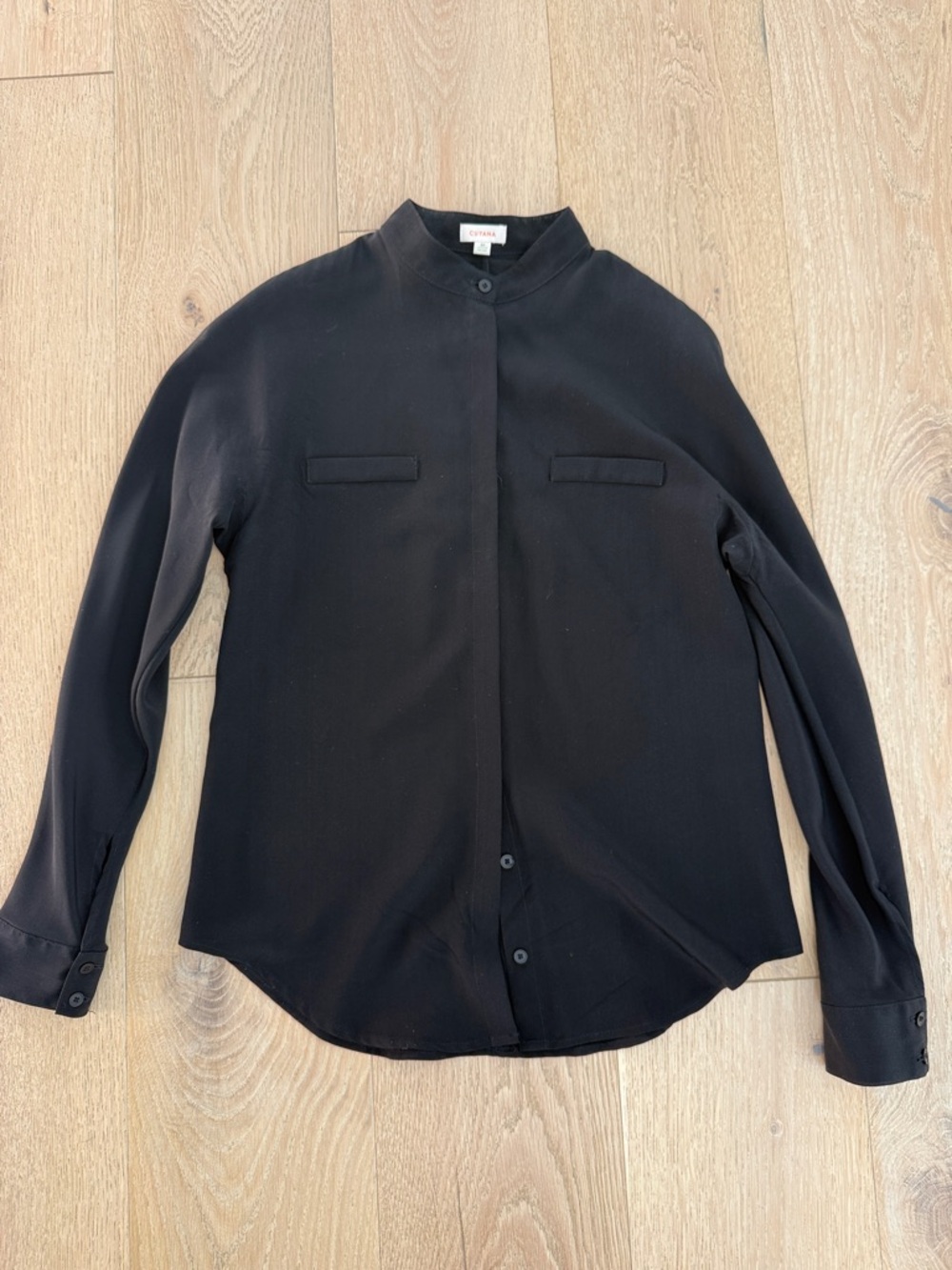 Cuyana Black Mock Neck Button-Up Long Sleeve Shirt - like new condition! - Picture 2 of 5